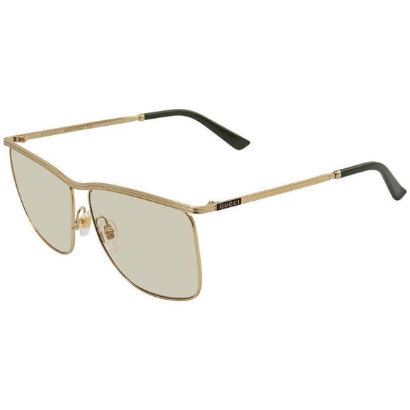 New Gucci Gold Square Men's Sunglasses